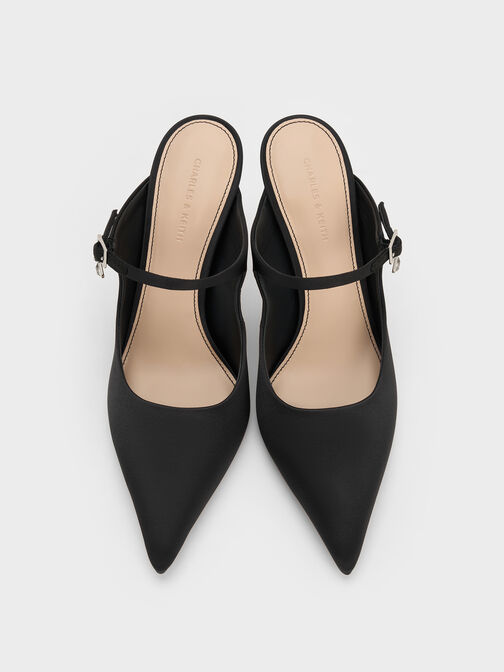 حذاء (مولز) ساتان مفتوح من الخلف, أسود خشن, hi-res