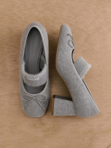 Winona Felt Mary Jane Pumps, Light Grey, hi-res