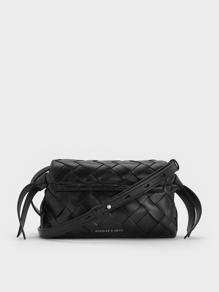 Ivette Woven Crossbody Bag, Noir, hi-res