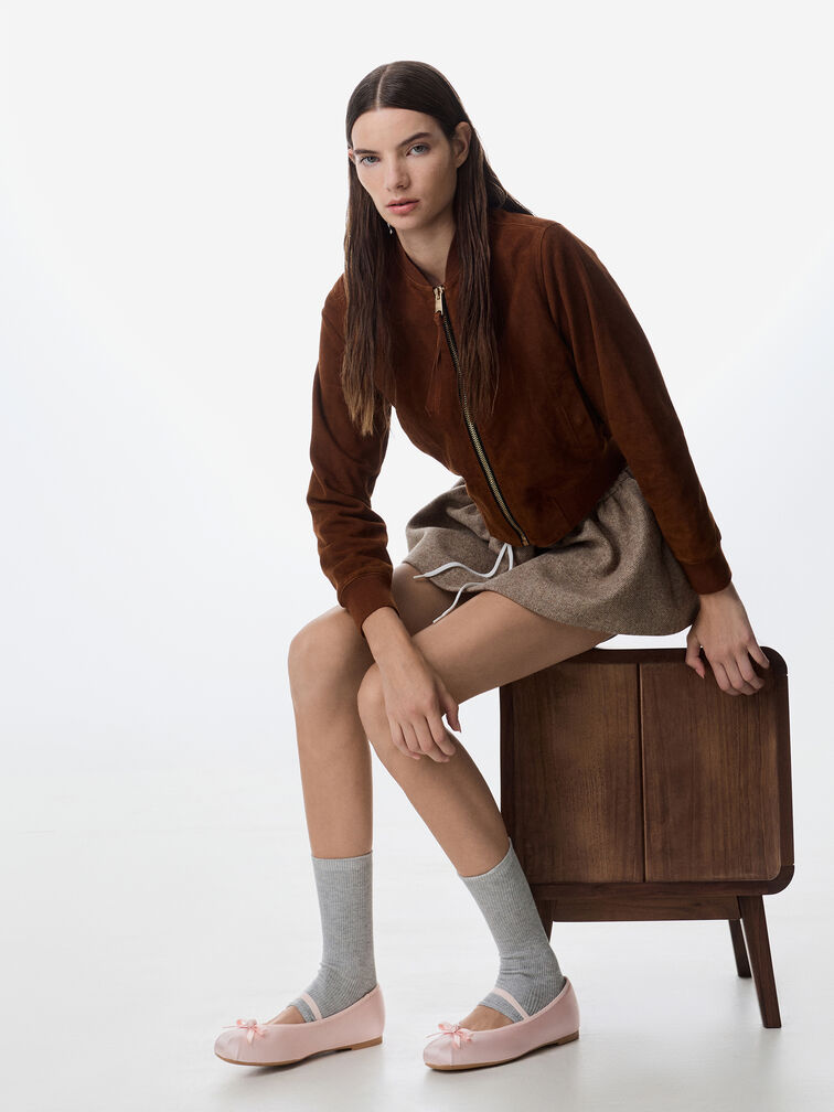 حذاء ماري جين "كيليس" فلات بعقدة وردة, وردي فاتح, hi-res