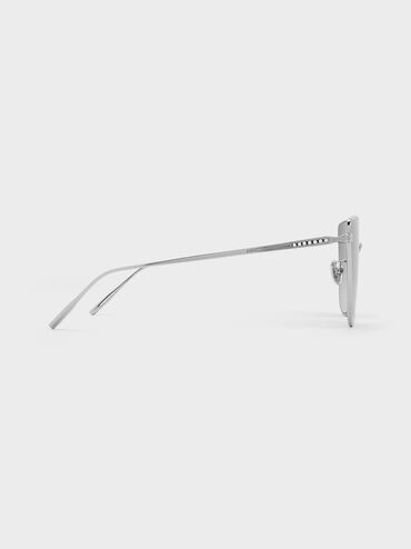 Livonia Crystal Square Sunglasses, Silver, hi-res