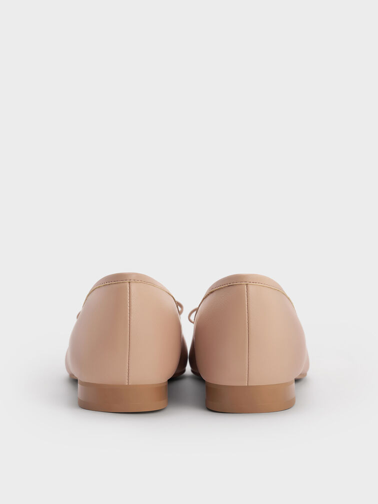 Bow Pointed Ballet Flats, Nude, hi-res