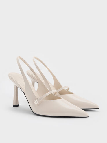 Helena Pearl Pointed Slingback Pumps, Chalk, hi-res