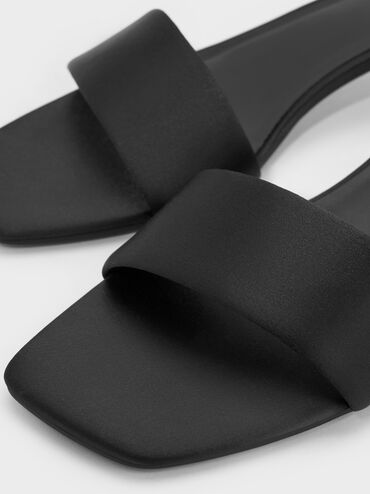 Susie Kitten-Heel Mules, Black Textured, hi-res