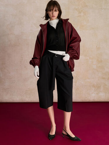 Ruthie Sequinned Slingback Pumps, Black Textured, hi-res