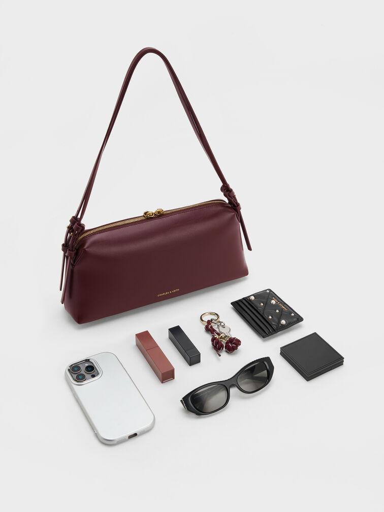 حقيبة كتف دينا بحزام مزدوج, أحمر توتي فاخر, hi-res