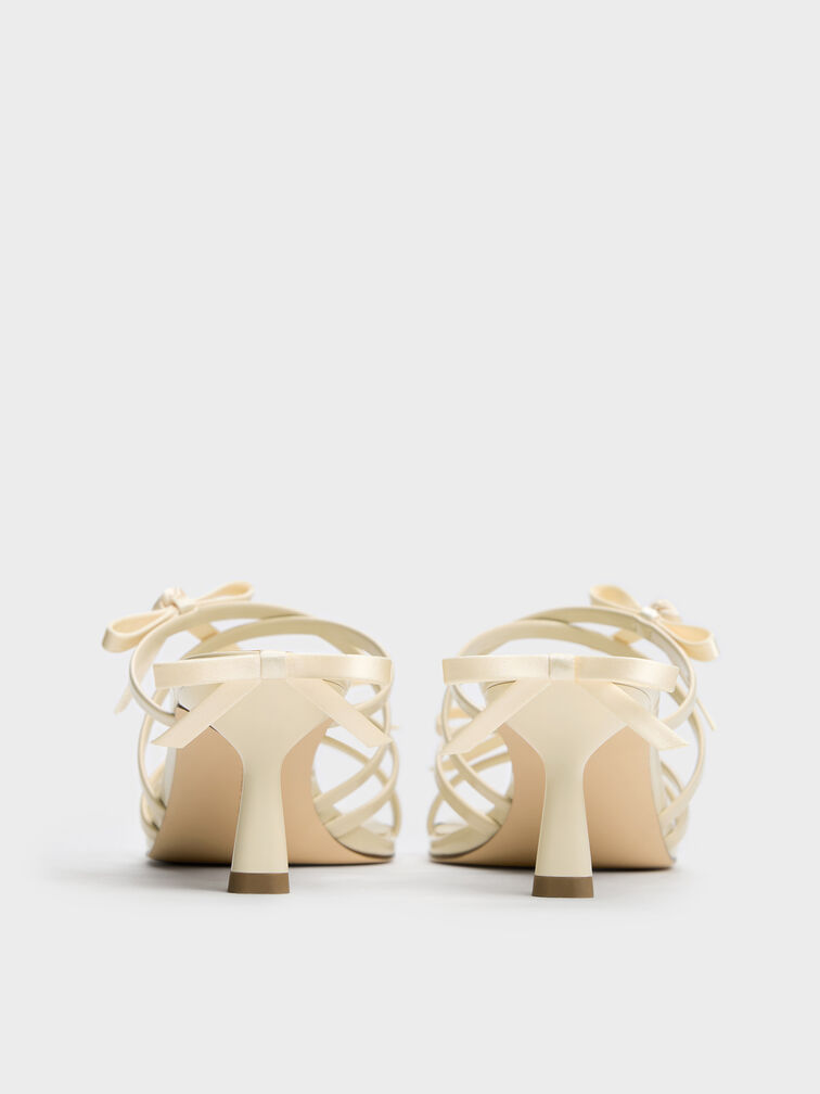 Kelis Rose-Bow Strappy Heeled Mules, Beige, hi-res
