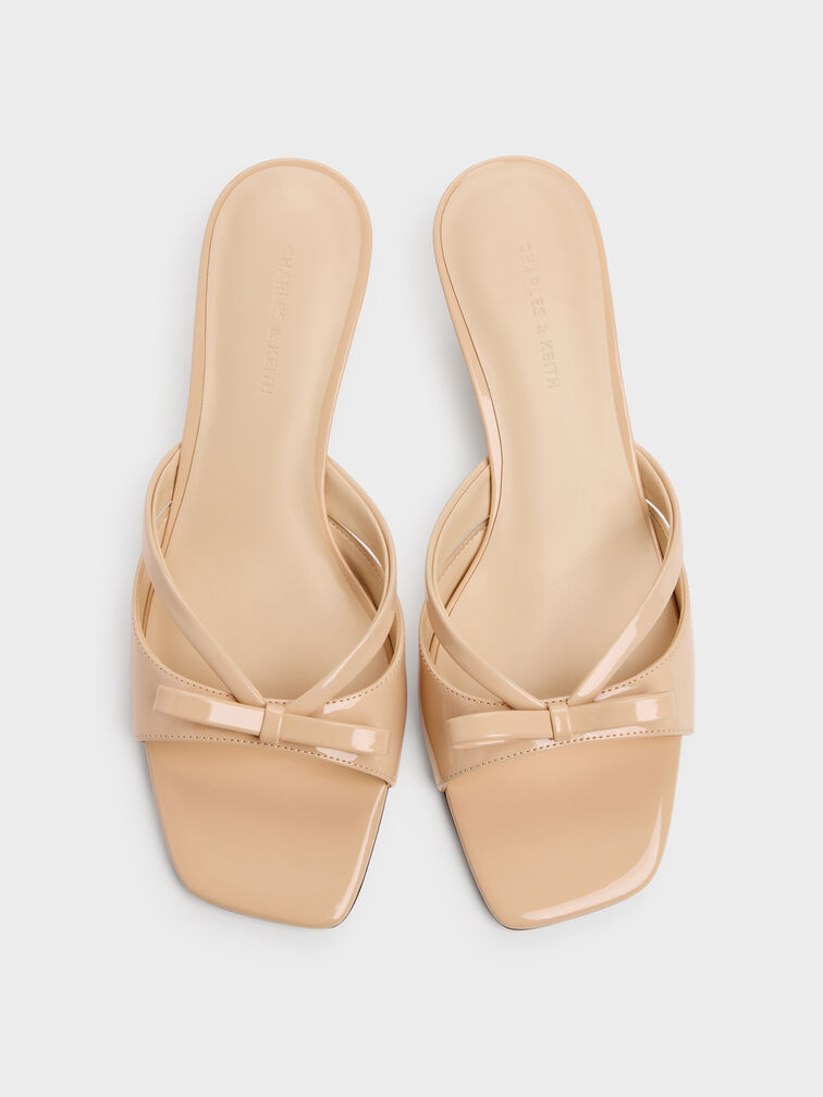 Kaleen Patent Kitten-Heel Mules, Nude, hi-res