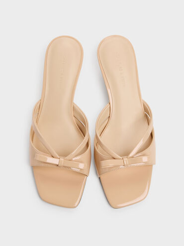 Kaleen Patent Kitten-Heel Mules, Nude, hi-res