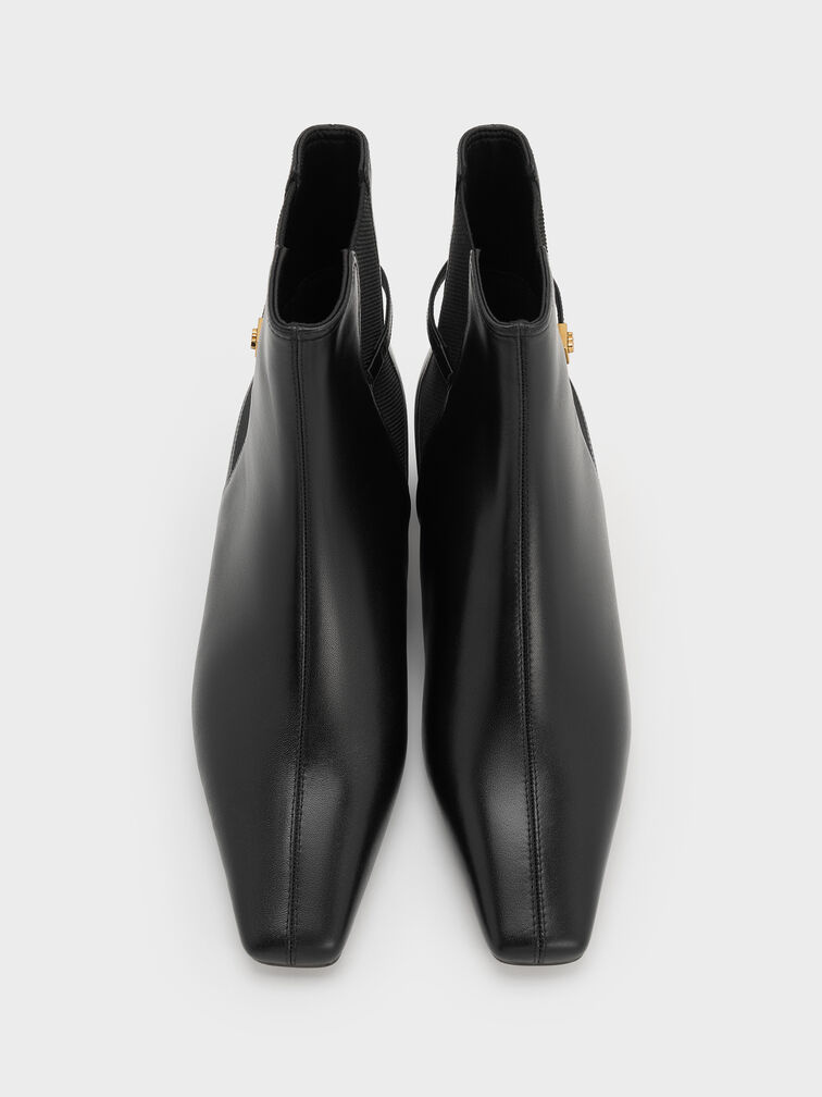 Georgina Leather Tapered Ankle Boots, Black, hi-res