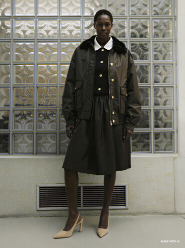 Kerra Faux Suede Pointed Slingback Pumps, Beige, hi-res