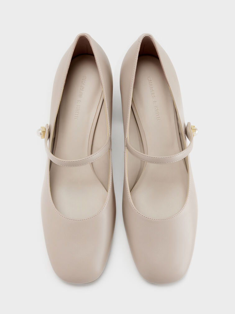 Marie Pearl Mary Jane Pumps, Taupe, hi-res