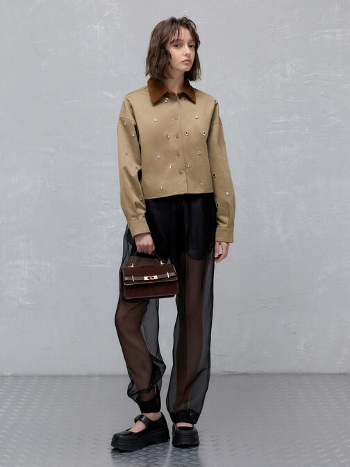 Arlet Belted Top Handle Bag, Espresso Brown, hi-res