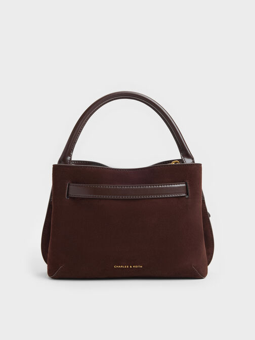 Victoria Belted Top Handle Bag, Espresso Brown, hi-res