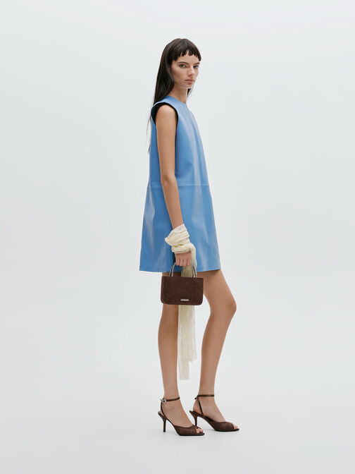 حقيبة جيني من الدانتيل والساتان بمقبض من الأعلى, بني محبّب غامق, hi-res