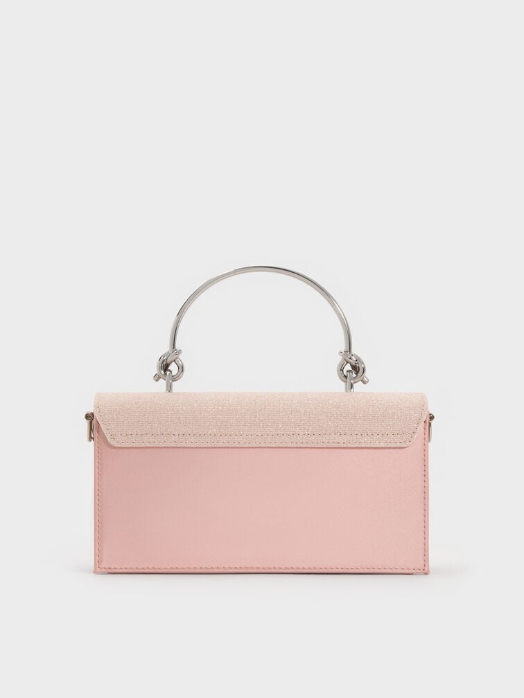 Kristine Glittered Wallet On Chain, Pink, hi-res