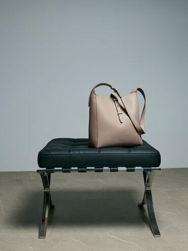 Beryl Belted Hobo Bag, Taupe, hi-res