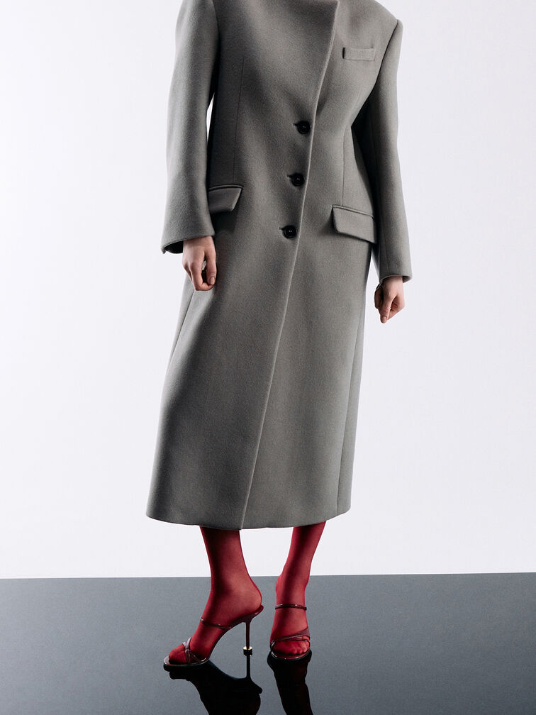 صندل مولز وين لامع بكعب منحوت ومتشابك, أحمر, hi-res