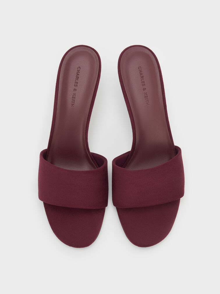 Ruthie Faux Suede Heeled Mules, Burgundy, hi-res