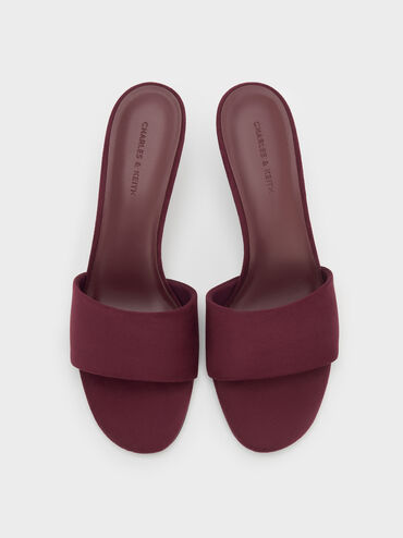 Ruthie Faux Suede Heeled Mules, Burgundy, hi-res