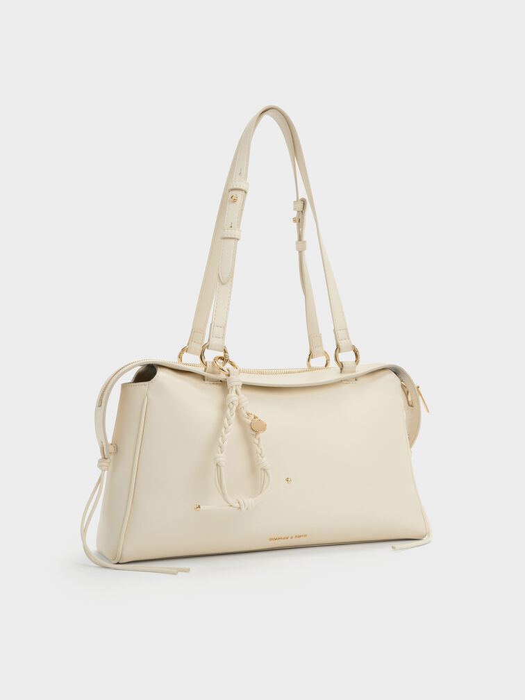 Haylen Braided-Charm Tote Bag, Cream, hi-res