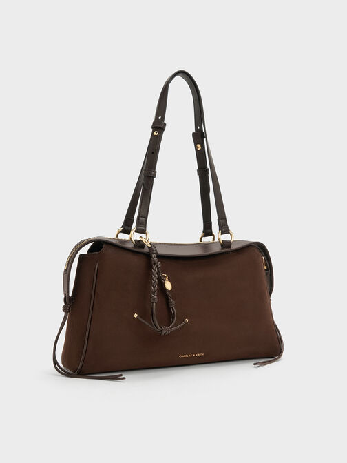 Haylen Braided-Charm Tote Bag, Espresso Brown, hi-res
