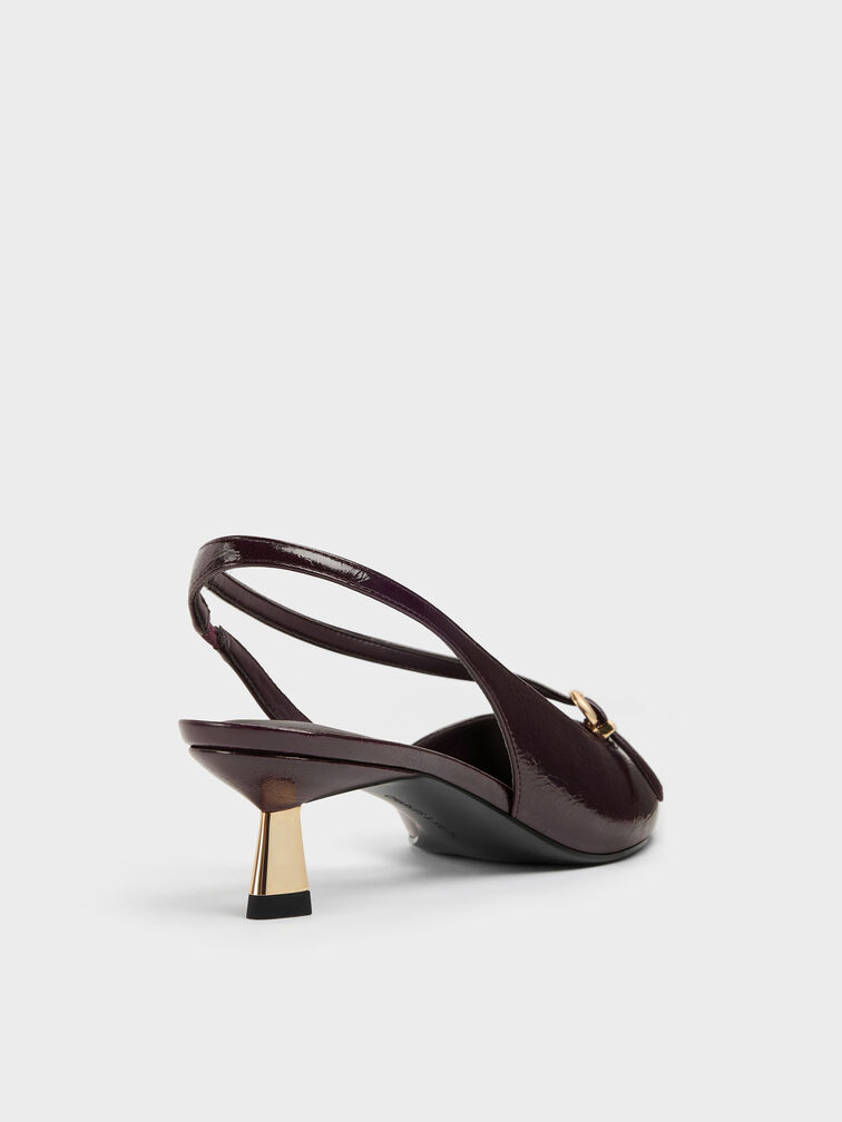 Asymmetric D'Orsay Slingback Pumps, Burgundy, hi-res