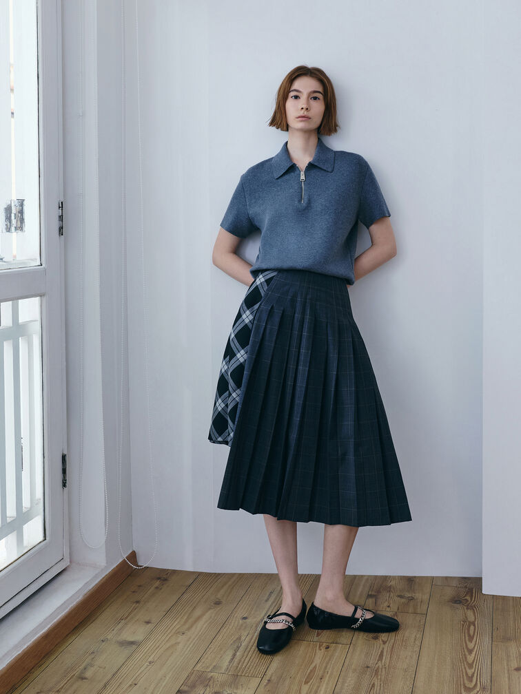 Georgie Chain Mary Jane Flats, Black, hi-res