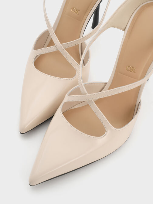 Kyra Leather Crossover Stiletto Mules, Oat, hi-res