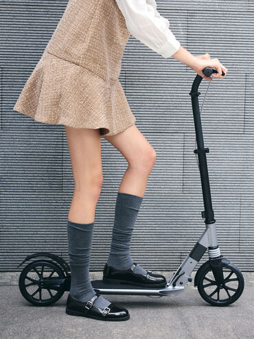 Double-Strap Brogue Mary Janes, Black Boxed, hi-res