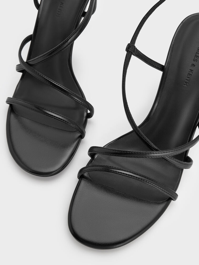 Strappy Stiletto Sandals, Black, hi-res