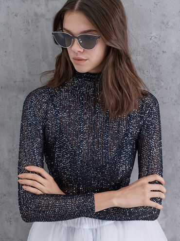 Ginny Cat-Eye Sunglasses, Silver, hi-res