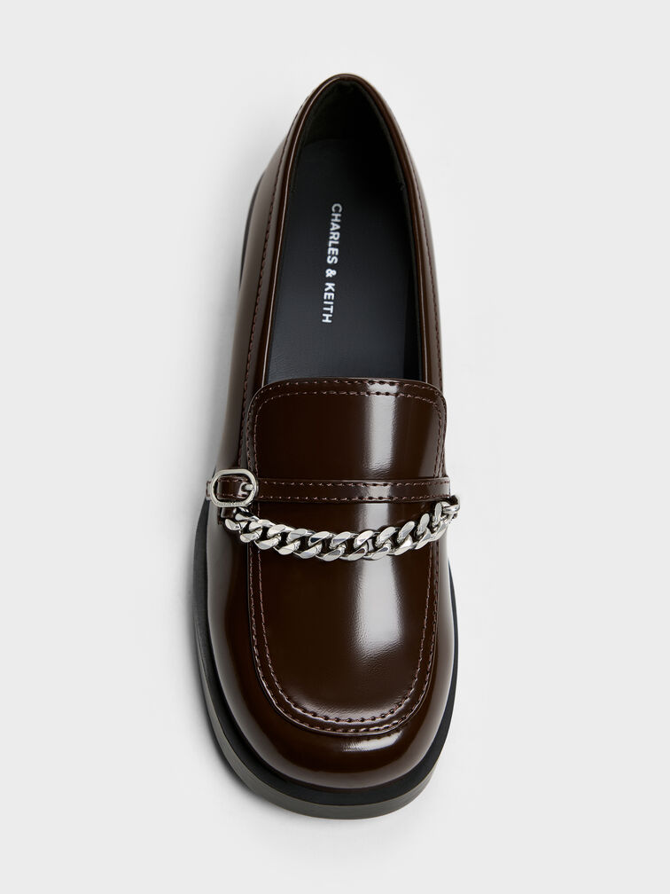 Georgie Chain Loafers, Dark Brown, hi-res