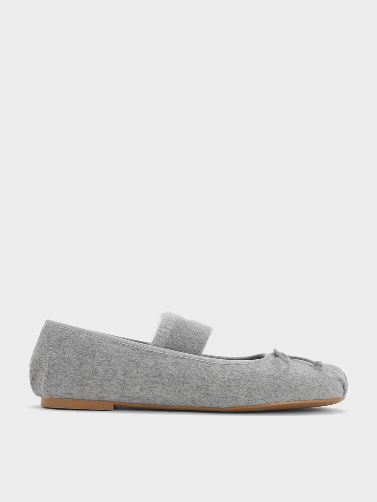 Winona Felt Mary Jane Flats, Light Grey, hi-res