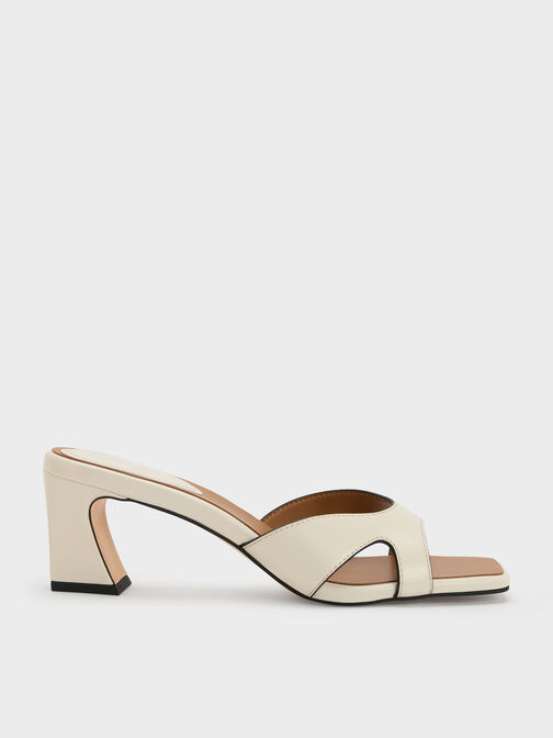 حذاء مفتوح من الخلف بكعب مربع ومقدمة مفتوحة, أبيض طباشيري, hi-res
