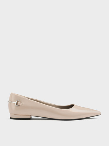 Erinna Metallic-Accent Pointed Flats, Sand, hi-res