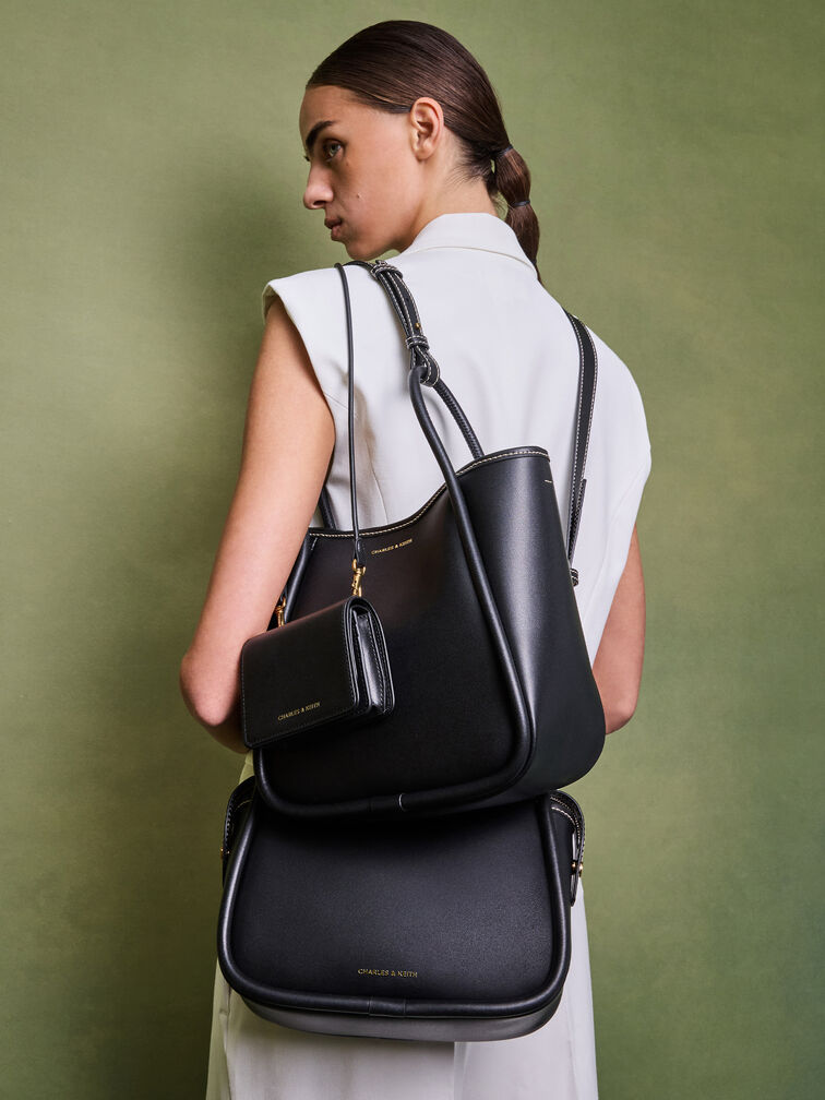 Mini Lyla Tubular Tote Bag, Black, hi-res
