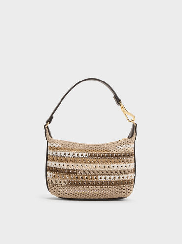 Micro Ida Multi-Stripe Knitted Bag, Multi Brown, hi-res