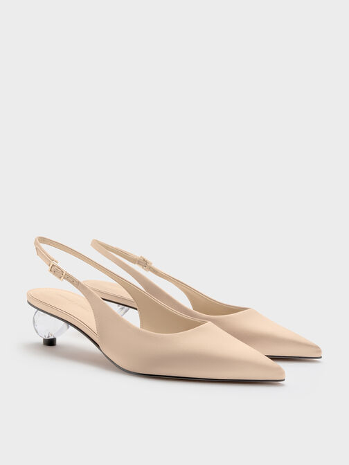 حذاء سلينغ باك (بامبس) ساتان, ذهبي, hi-res