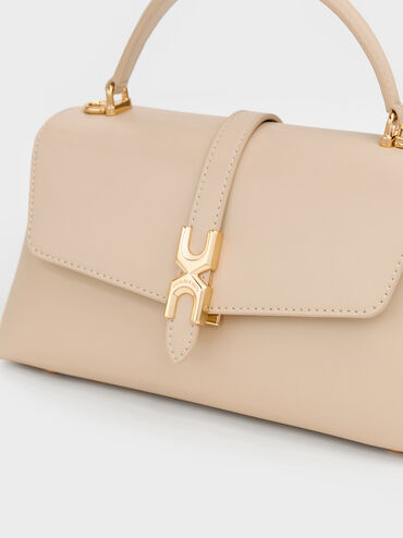 Adalyn Metallic-Buckle Top Handle Bag, Dusted Oat, hi-res