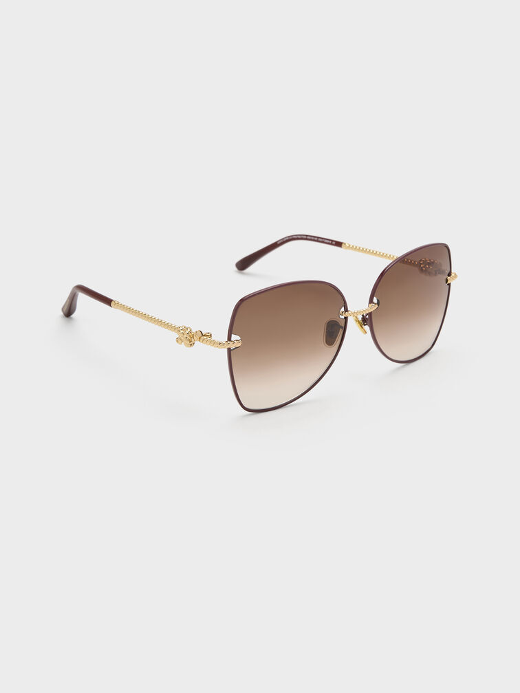 Sable Knot Butterfly Sunglasses, Burgundy, hi-res
