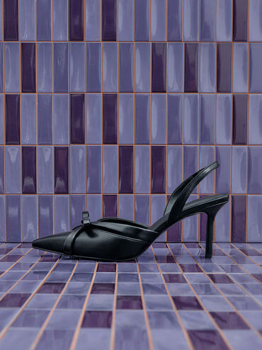 Kaleen Slingback Stilettos, Black, hi-res