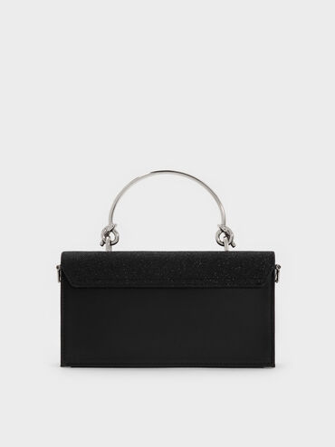 Kristine Glittered Wallet On Chain, Noir, hi-res