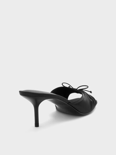 Sadira Satin Heeled Mules, Black Textured, hi-res