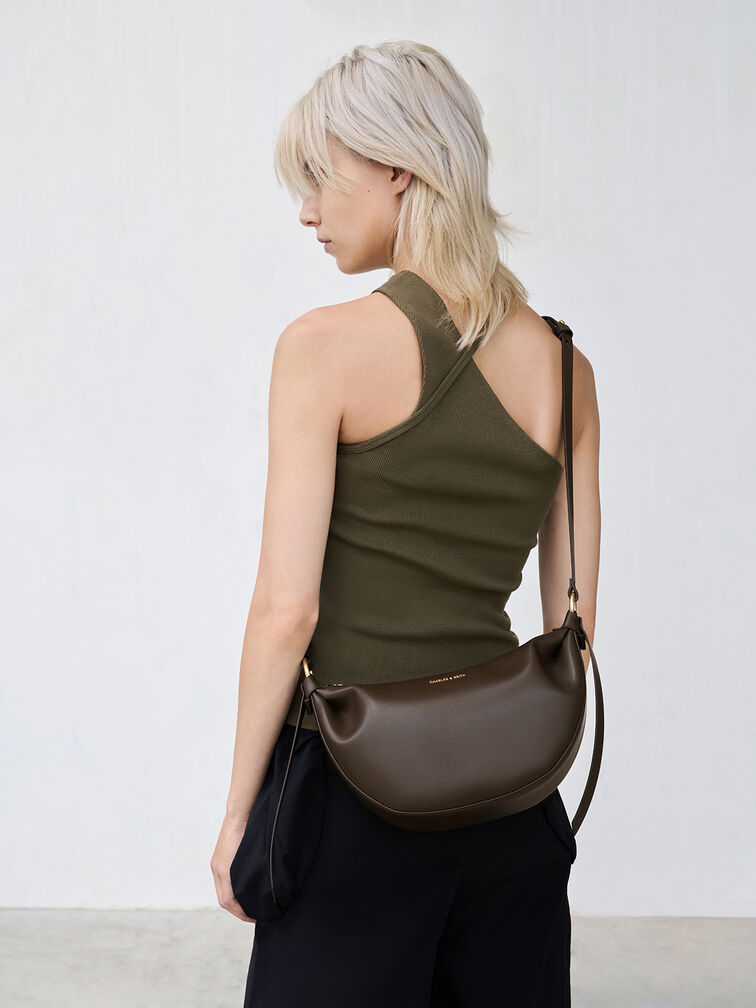 حقيبة كالا بتصميم هلالي أنيق, طحلبي داكن, hi-res