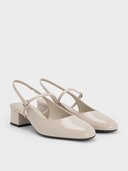 Slingback Mary Jane Pumps, Light Grey, hi-res