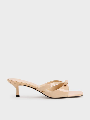 Kaleen Patent Kitten-Heel Mules, Nude, hi-res