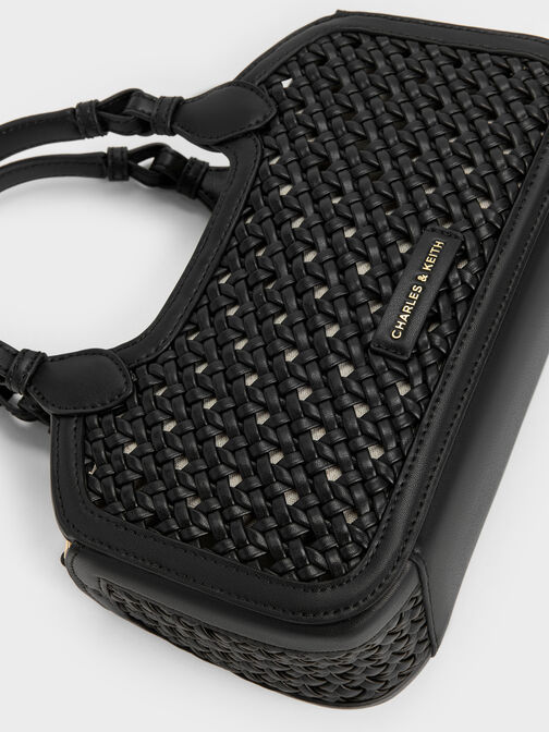 Mini Azure Woven Tote Bag, Black, hi-res