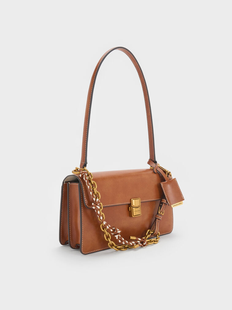حقيبة كتف من سلسلة حبل أسيلين, بني فاتح ممزّق, hi-res
