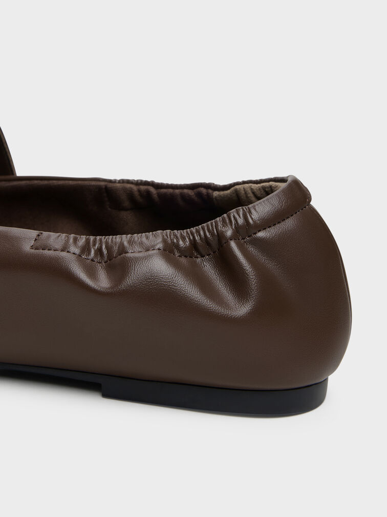 أحذية جورجي تشين ماري جين المسطحة, بني داكن, hi-res